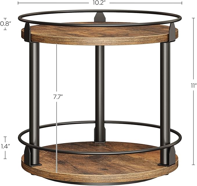 Spice Rack, Set of 2 Lazy Susan Organizer, 2-Tier Turntable Organizer, Rotating Spice Rack Organizer For Cabinet, Compact and Versatile, for Kitchen Countertop, Rustic Brown SR22L2BR