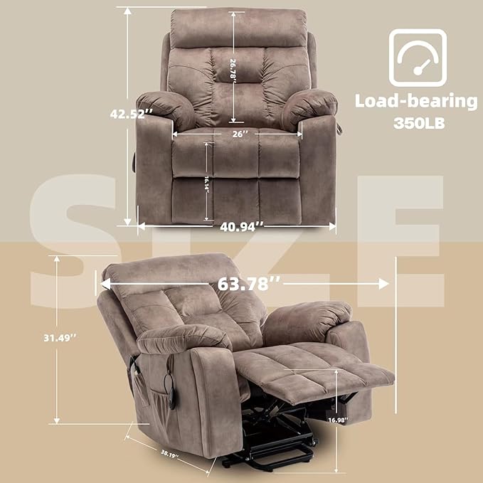 Lazy boy Recliner Chair with Cupholder/Power Lift Recliner Chair for Elderly, Electric Recliner/Big and Tall Recliners for People Up to 6'2"/350lb Range