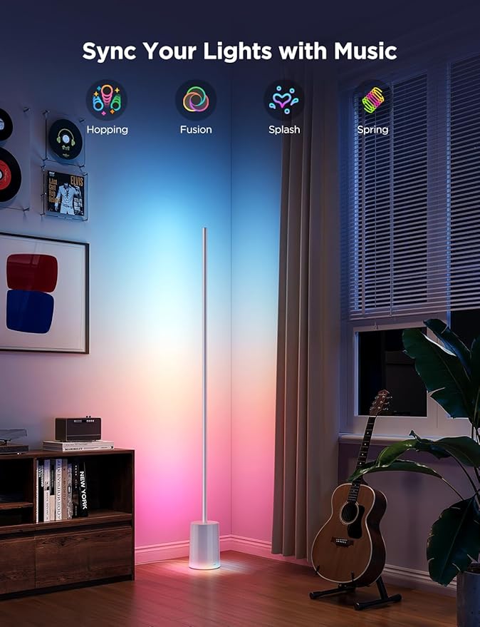 Govee Floor Lamp 2 with Matter, RGBIC, Warm Cool White LED, Alexa Compatible, 1725lm, Music Sync, Scene Modes, Smart Floor Lamp for Living Room, Bedroom, Silver(1 Pack)