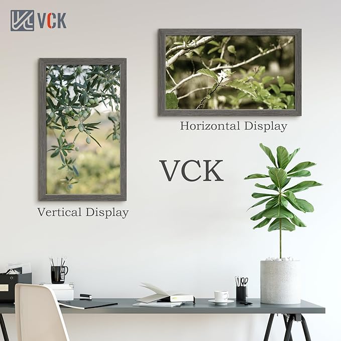 VCK 14x24 Frame 3 Pack, Gray Solid Wood Picture Frame, Exclusive Wood Grain, Wall Gallery Frame