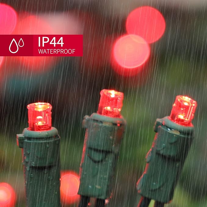 Red Wide Angle LED Christmas Lights, 64.8 Ft 300 Count, Pack of 3 Strands 21.9 Ft 100 Lights UL Certified Commercial Grade Green Wire 5mm Holiday String Light