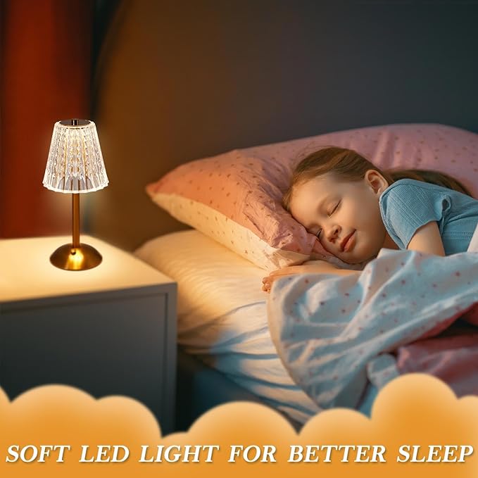 Liliful 6 Pcs LED Portable Cordless Table Lamp Touch Battery Operated Rechargeable Desk Lamp 3 Color Dimmable for Bedroom Living Room Dining (Classic Style,Gold)