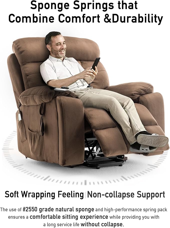 Lazy boy Recliner Chair with Cupholder/Power Lift Recliner Chair for Elderly, Electric Recliner/Big and Tall Recliners for People Up to 6'2"/350lb Range