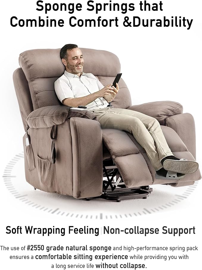 Lazy boy Recliner Chair with Cupholder/Power Lift Recliner Chair for Elderly, Electric Recliner/Big and Tall Recliners for People Up to 6'2"/350lb Range