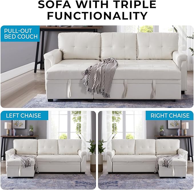 Naomi Home Laura Sectional Sofa White/Air Leather