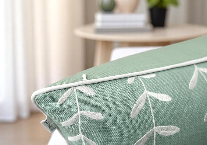 VAGMINE Embroidered Lollipop Cushion Cover - 20x20 Inches Square - 100% Cotton Light Teal Throw Pillow Case - Minimalist Chic Design - Luxury Home Accent for Sofa, Couch, Bed, Office