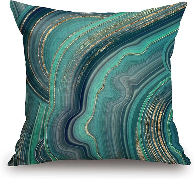 TSSOHU Throw Pillow Cover 18x18 Inch Luxury Green Marble Home Decor Pillowcas Square Cushion Cover for Sofa Bed Couch