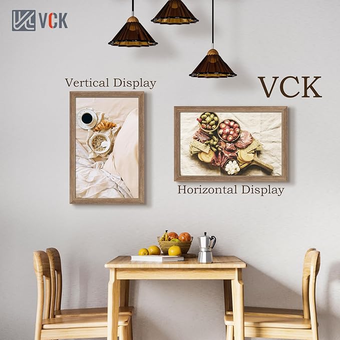 VCK 14x22 Picture Frame 3 Pack - Brown Walnut, Natural Textured Solid Wood Frame, Wall Gallery Frame