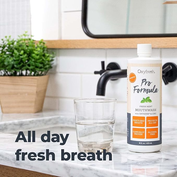 Oxyfresh Pro Formula Fresh Mint Mouthwash – Patented Zinc Mouthrinse for Fresh Breath & Healthy Gums | Dye, Fluoride & Alcohol Free Mouthwash (1 Gal Bottle)