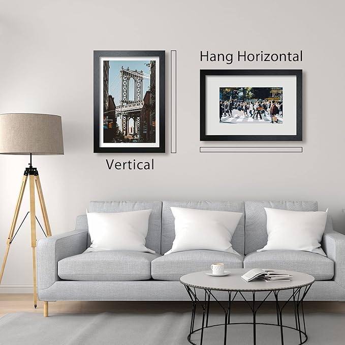 VCK 12x18 Inch Solid Wood Poster Frames with Wall Mounting Hanging Picture Frame Set of 3 Black