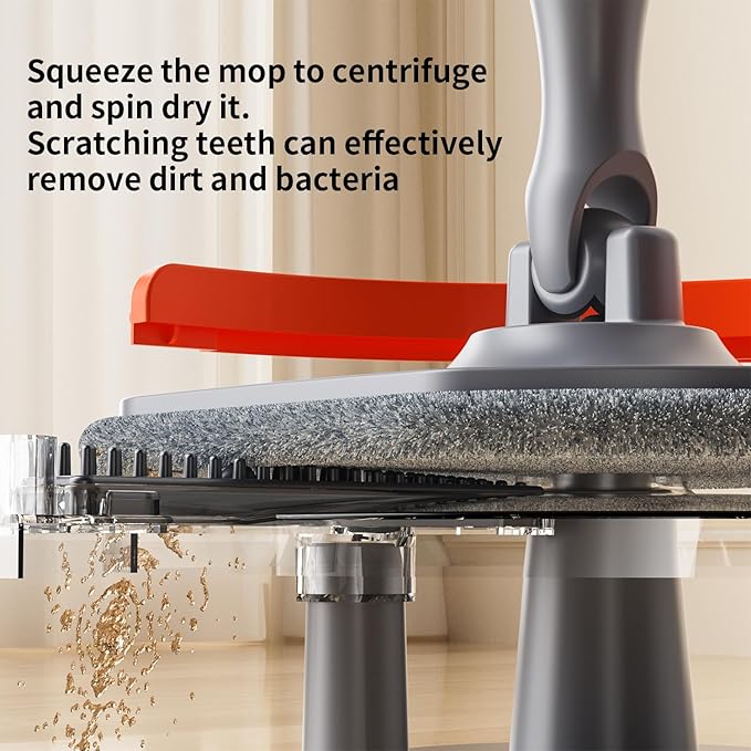 Spin Mop and Bucket with Separate Dirty and Clean Water,360° Spin Mop and Bucket System with Widening Foldable Handle,6 Replaceable Mop Pads,Square Mop for Floor Hardwood Tile Marble Wall Cleaning