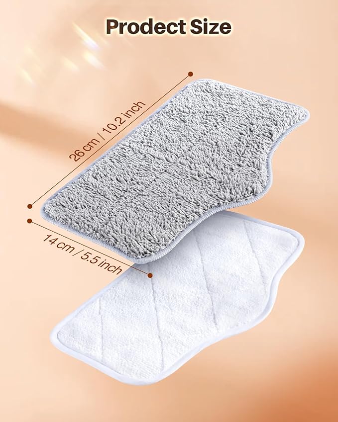 ScrubWiz Steam Mop Pads with Washable and Reusable, 6 Pack Replacement, 2 Material Types Accessories Compatible With Steamer Mop for Cleaning Floors and Carpets, White and Gray