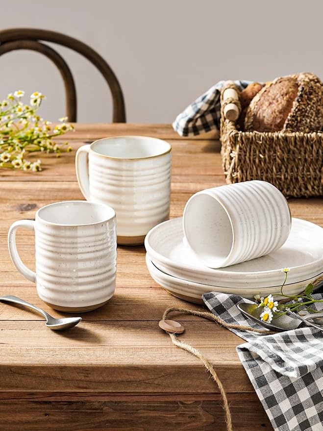 LE TAUCI Coffee Mugs 12 oz, Ceramic Mug Set, Housewarming Wedding Present, Coffee Cups for Latte, Hot Tea, Cappuccino, Mocha, Cocoa - Set of 4, Arctic White