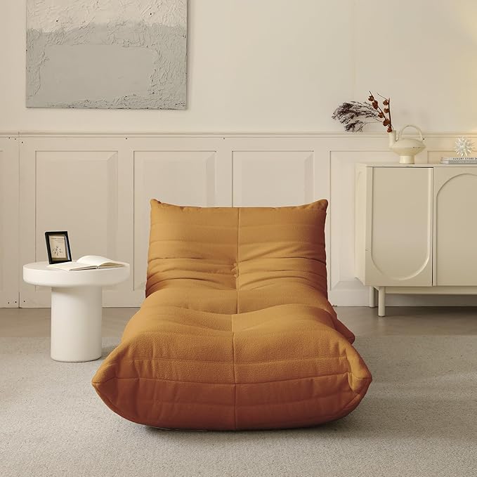 Luxury Sofa Couch Chair, Lazy Floor Seating, Fireside Bean Bag Chair, Ergonomic Tatami Sofa Lounger for Living Room, Bedroom, Office, Single Seat, Brown