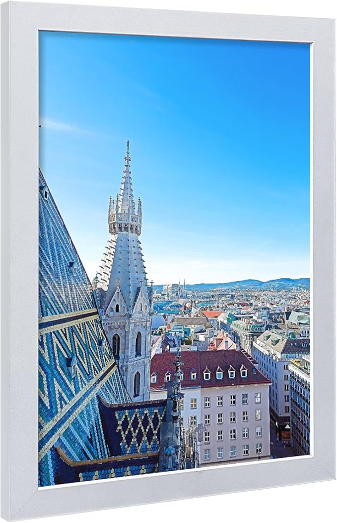 VCK 12x18 Inch Solid Wood Poster Frames with Wall Mounting Hanging Picture Frame Set of 3 White