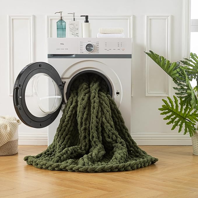 Ultra Soft Chunky Knit Blanket Throw -50x60 Hand Knitted Warm Chenille Throw Blanket, Home Decor Soft Thick Yarn Cable Knit Blanket Breathable Fleece Banket Christmas for Couch Bed Sofa Best GIF