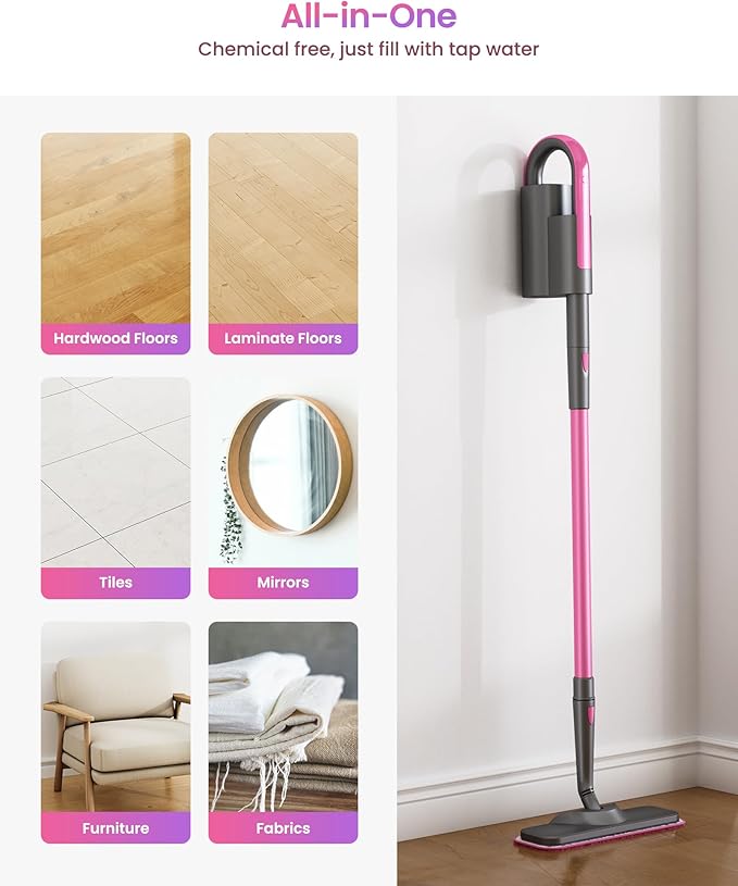 Schenley Steam Mop Cleaner with Detachable Handheld Steamer for Cleaning Hardwood, Laminate Floor, Tiles and Grout, with 7-in-1 Multi-purpose Accessories and Washable Microfiber Pads