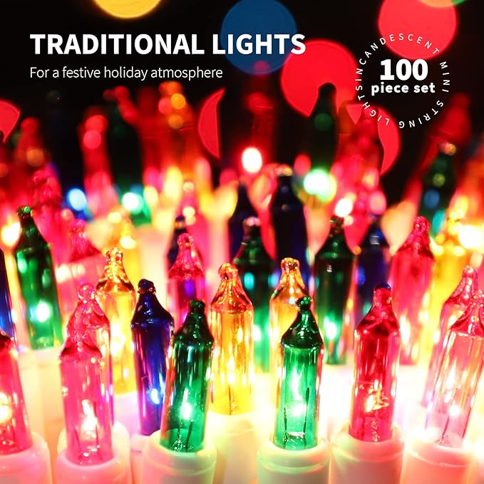 100LIGHTS Multi Easter Mini String Lights,Connectors Christmas Decorative Lights 19.6 UL Certified Waterproof for Easter Home Garden Holiday Christmas Tree Party Patio Wedding