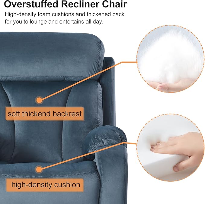 Power Lift Chair Recliners for Elderly, Modern Adult Power Lift Recliner, Velvet Upholstery Electric Lift Chair Recliner with Remote Side Pocket for Living Room(Navy Blue)