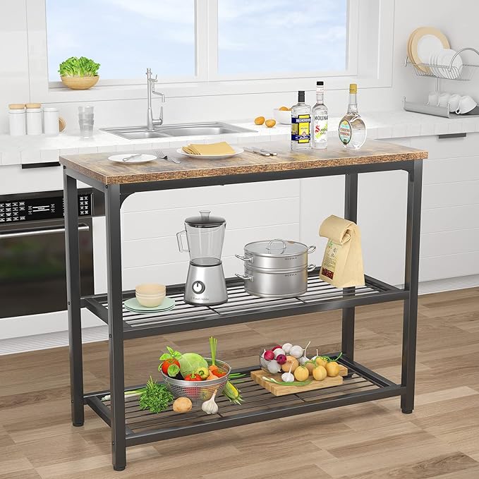 Ecoprsio Small Console Table, Sofa Table with Double Mesh Shelves, Industrial Entryway Table for Entryway, Hallway, Foyer, Front Hall, Sofa Couch, Living Room, Bar, Kitchen, 32 Inch, Rustic