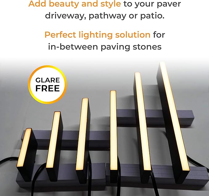 LUMENGY Paver Light Slim 0.5x12 Inch (0.55 x 11.8) Glare-Free Steel Lighting for Pavers, Brick, Walls, Driveways, Walkways & Pathways, 2700K Warm White, Waterproof, Drive-Over, Weird 12V AC/DC