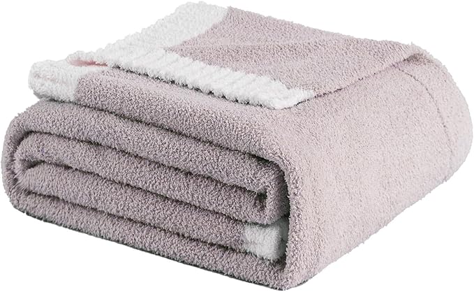 Soft Fuzzy Throw Blanket - Light Grey Cozy Warm Knit Fluffy Plush, Lightweight & Breathable, Throw for Bed, Chair, Sofa, Couch, Outdoor, 60"X80", Oeko-TEX Certified