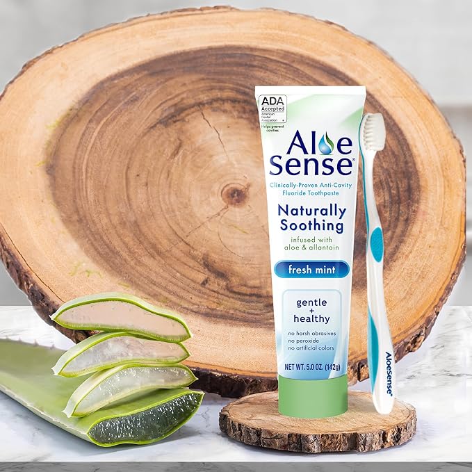 Naturally Soothing Toothpaste for Sensitive Teeth and Gum Care with Aloe Vera, Allantoin & Fresh Mint Flavor, Gentle & Natural, ADA Approved (5-oz, 3 Count)