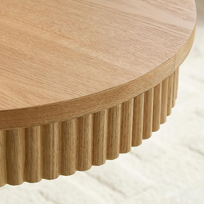 Modern Oval Coffee Table with Wood Pedestal,47.24" Farmhouse Center Table for Living Room, Ellipse Coffee Tables Tea Table for Bedroom, Apartment-Natural