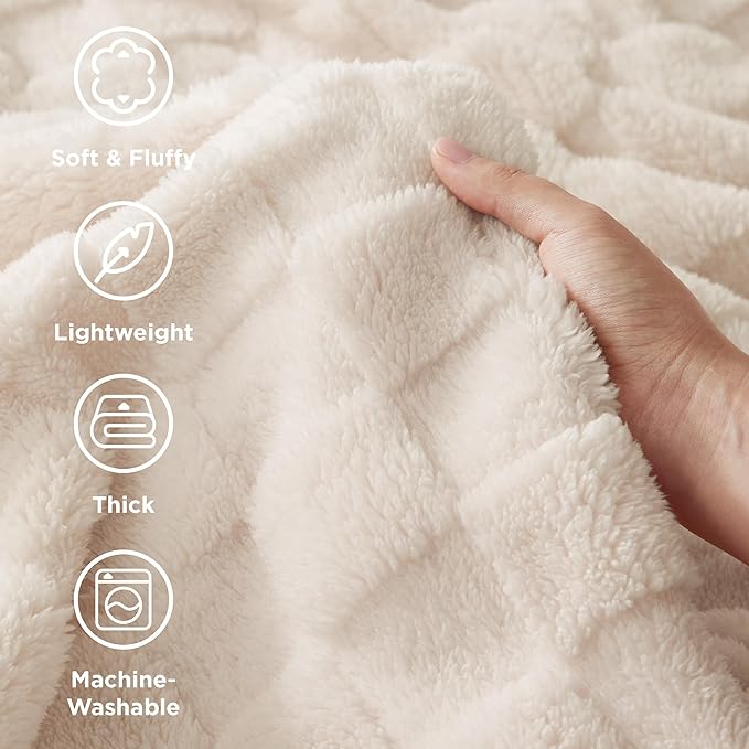Bedsure GentleSoft King Size Blanket for Bed - Super Soft Cozy Blankets for Women Men Girls, Large Fuzzy Fleece Throw for Bedroom Decor, Light Beige,108x90 Inches