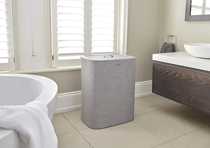 Joseph Joseph Tota 90 liter/23.8 gallon Laundry Hamper Separation Basket with lid, 2 Removable Washing Bags with Handles - Gray