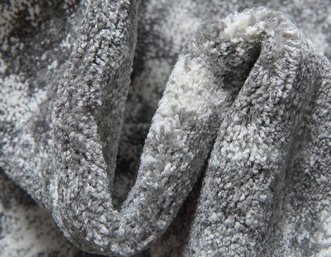 Unique Loom Rosso Collection Vintage, Traditional, Bohemian, Geometric, Distressed, Southwestern Area Rug, 8' 0" x 8' 0", Gray/Ivory