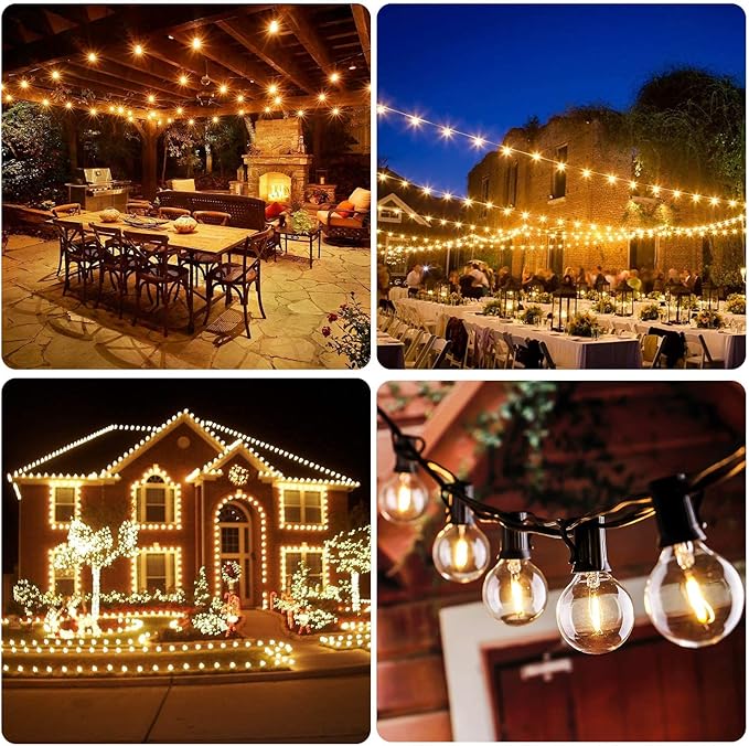 150FT LED Globe Outdoor String Lights, Dimmable Patio With 75+2 G40 Shatterproof Bulbs, Waterproof Outside Hanging, 2200K Commercial Backyard for Porch Bistro Party Balcony Garden
