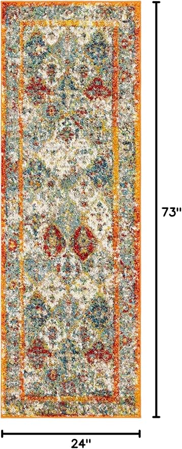 Unique Loom Rosso Collection Vintage, Traditional, Bohemian, Geometric, Distressed, Southwestern Area Rug, 2' 0" x 6' 0", Multi/Orange