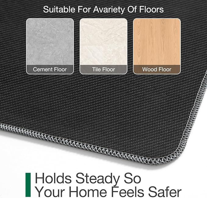 LUMI Ultra Thin Door Mat for Entryway,32"x48" Low Profile Non Slip Rubber Backing Indoor Doormat, Easy Clean Welcome Entrance Mat for Inside House, Patio, Light Grey
