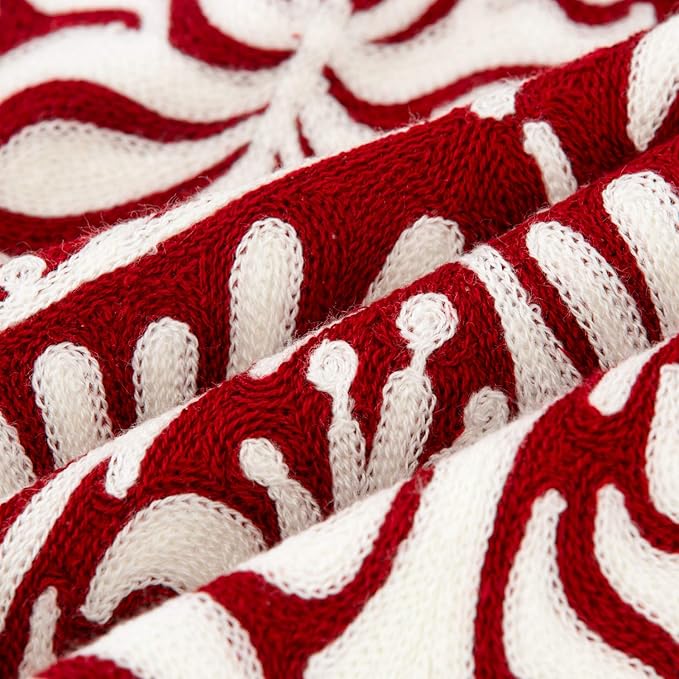 HWY 50 Burgundy Red Decorative Lumbar Pillow Cover Rectangle 12x20 Inch (1 Piece), Embroidered Cotton Farmhouse Cushion Cover Pillow Case for Sofa Couch Living Room Bed, Minimalist Floral