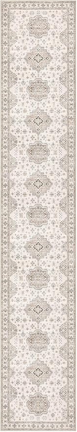 Washable 2.6x14 Runner Rug - Area Rugs Neutral Vintage Distressed Floral Farmhouse Boho Large Soft Floor Rug Indoor Carpet for Hallway Entryway Home - Beige Brown
