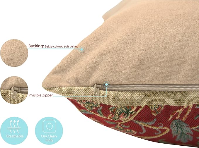 Charlotte Home Furnishings Throw Pillow Covers 16x16 in, Single Stem Decorative Couch Pillow Cover, Boho Decor European Tapestry Cushion Cases, Living Room Cozy Home Decor, Jacquard Woven Soft Cotton