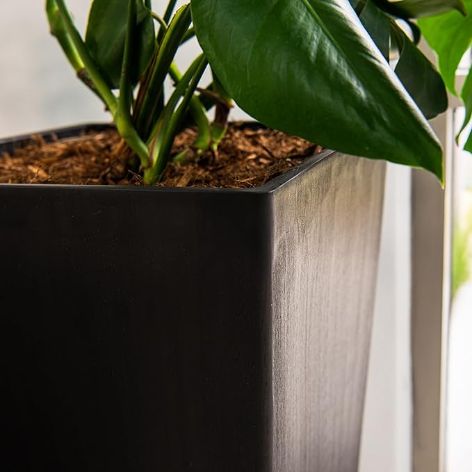 XBrand Modern 28-Inch Square Planter, Modern Tapered Planter Perfect for Indoor & Outdoor, Patio Décor, Set of 2