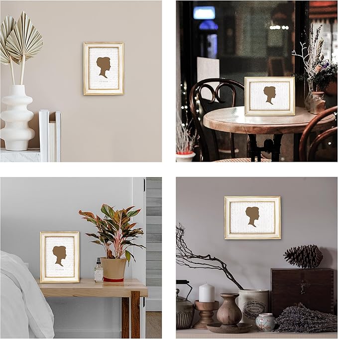 AELS 5x7 Inch Vintage Picture Frame, Elegant Antique Photo Frames with Glass Front, Photo Display, Tabletop Wall Hanging, Gift Ideas, Off-white with Gold Trim