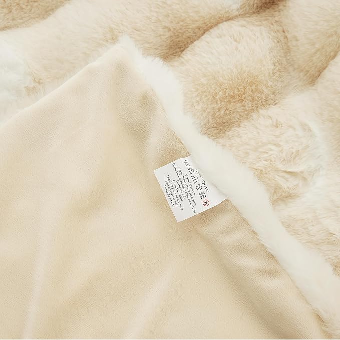 Tie-dye Camel Faux Fur Rabbit Thick Throw Blanket for Couch Living Room 50x60 Fluffy Bed Furry Comforter Soft Blanket Best Housewarming Home Gifts 860 GSM