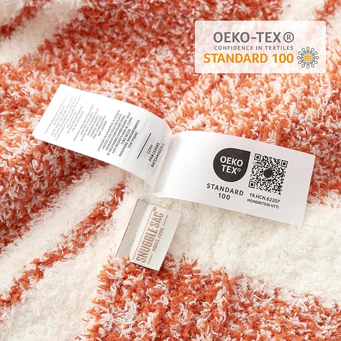 Snuggle Sac Orange Fall Throw Blanket for Couch, Reversible Super Soft Blankets Warm Cozy Knit Fuzzy Plush Blankets for Sofa,Living Room, Stripe Orange,50x60 inches