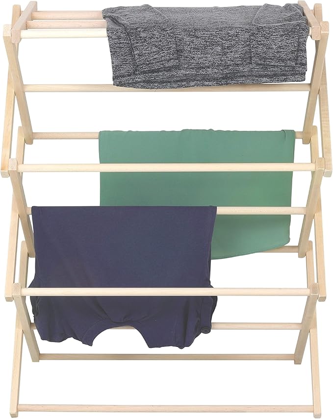 Pennsylvania Woodworks Premium American Maple Clothes Drying Rack - Handcrafted in Pennsylvania - Solid Wood Construction, Collapsible, Eco-Friendly Laundry Solution (Medium)