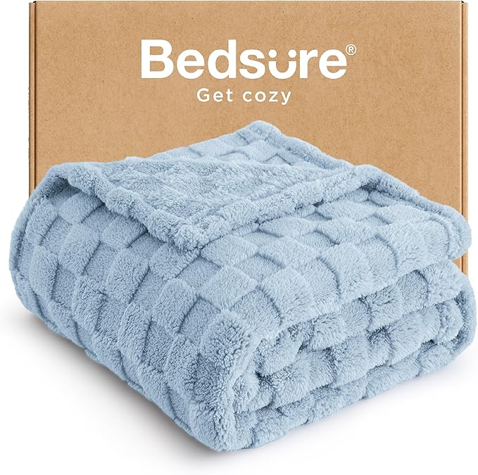Bedsure GentleSoft Light Blue Throw Blanket for Couch - Super Soft Cozy Blankets Gifts for Women Men Girls, Cute Small Fleece Throws for Bedroom Home Decor, 50x70 Inches