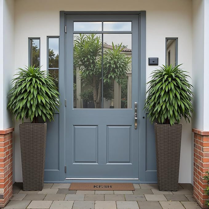 Devoko Resin Tall Planters for Outdoor Plants Set of 2, Large Taper Outdoor Planter Pots with 4 Drainage Holes, Flower Pots Modern Decor for Porch, Patio, Backyard, Home Garden (Brown, 24")