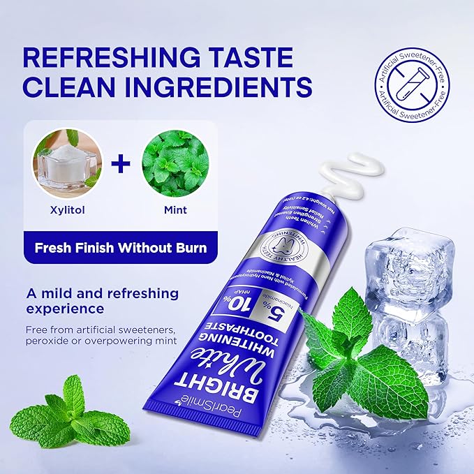 PearlSmile Niacinamide Hydroxyapatite Whitening Toothpaste – 10% Nano Hydroxyapatite + 5% Niacinamide – Strengthens Enamel, Remineralizes, Brightens Teeth – Fluoride-Free, Travel Size, 4.2oz (120g)