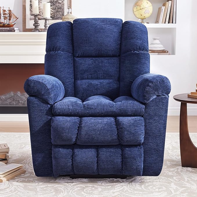 Triple Motor Power Lift Recliner Chair with Massage and Dual Heat for Elderly People, Zero Gravity Lay Flat Recliner Infinite Position, USB Ports(Navy Blue)