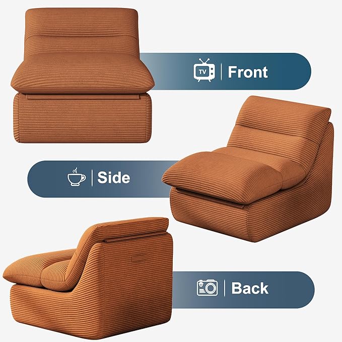 Misolant Bean Bag Chairs,Big Corduroy Fabric Sofa Bean Bag Chair for Adults and Teens with High-Resilience Sponge, Non-Slip Base Floor Lounge Sofa for Home, Living Room, Bedroom, Gaming Brown