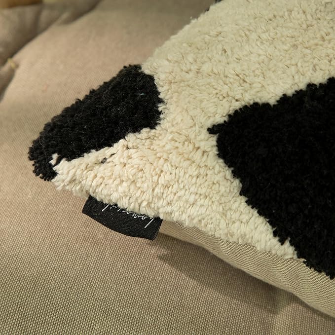 Tufted Boho Pillow Covers 18X18 Inch Throw Pillow Covers Decorative Cushion Cover Exquisitely Crafted with Hand-Finished Tuft Farmhouse Pillow Case for Couch Sofa Bed Living Room Bedroom