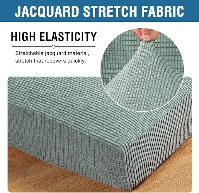 H.VERSAILTEX Super Stretch Individual Seat Cushion Covers Sofa Covers Couch Cushion Covers Slipcover Sets Thick Jacquard Textured Twill Fabric (1 Piece Sofa Cushion Cover, Sage)