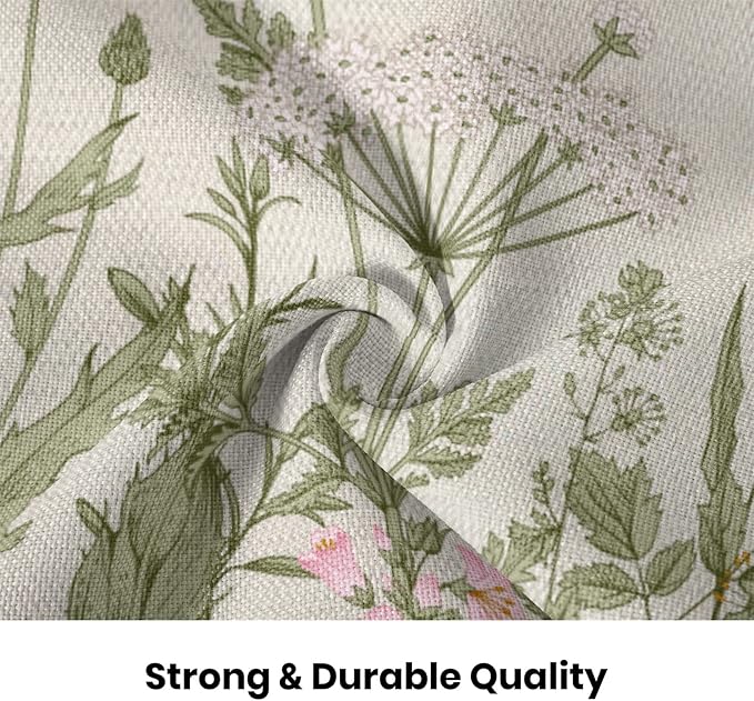 Spring Floral Pillow Covers 18 x 18 Inch Set of 2 Vintage Sage Green Wild Flowers Decor Throw Pillows Wildflower Plant Outdoor Farmhouse Decorative Cushion Cases for Couch Bed Sofa Decoration